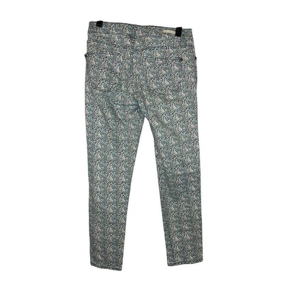 PILCRO & THE LETTER PRESS X ANTHROPOLOGIE BLUE FLORAL PRINT CROPPED JEANS - Picture 7 of 8